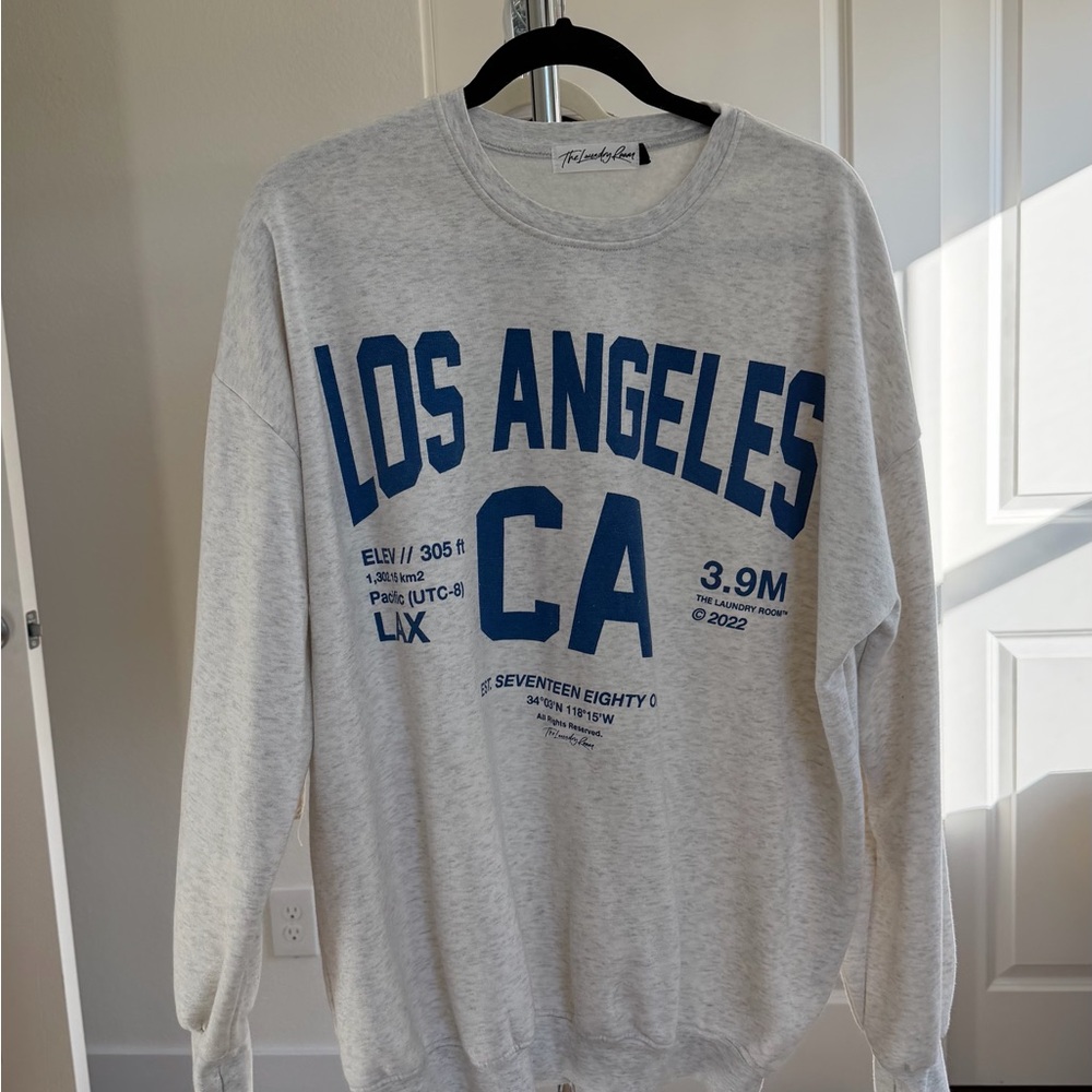 The Laundry Room Gray Los Angeles Crewneck Sweater